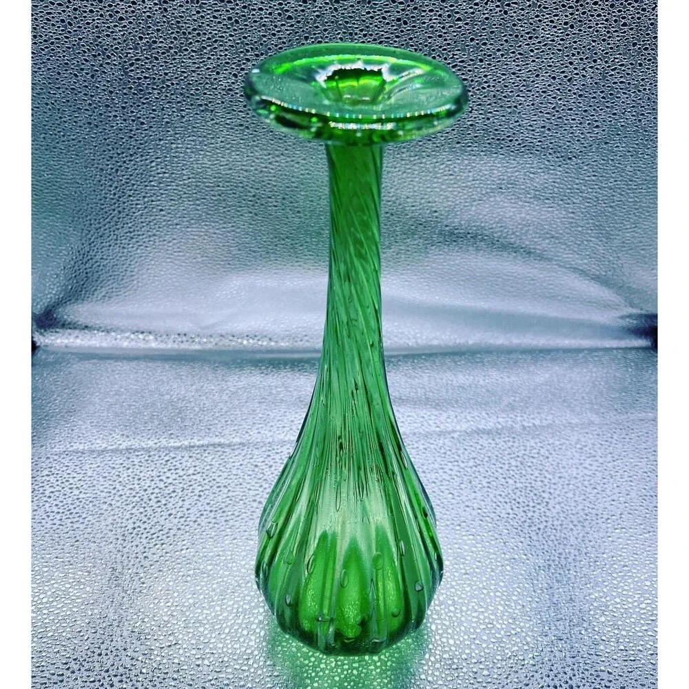 Vintage Hand Blown Murano Green Glass 12